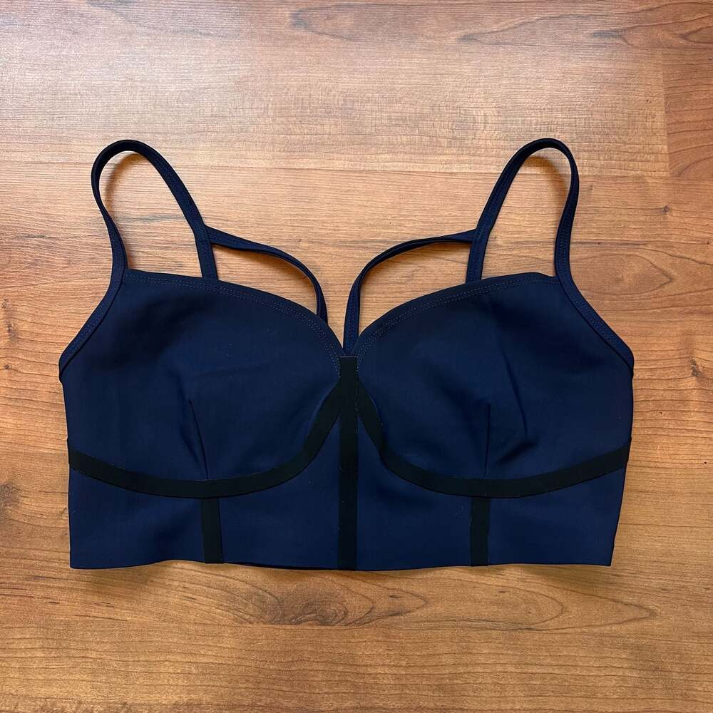 Dion Lee x Carbon38 Strappy Corset Sports Bra in Navy Small